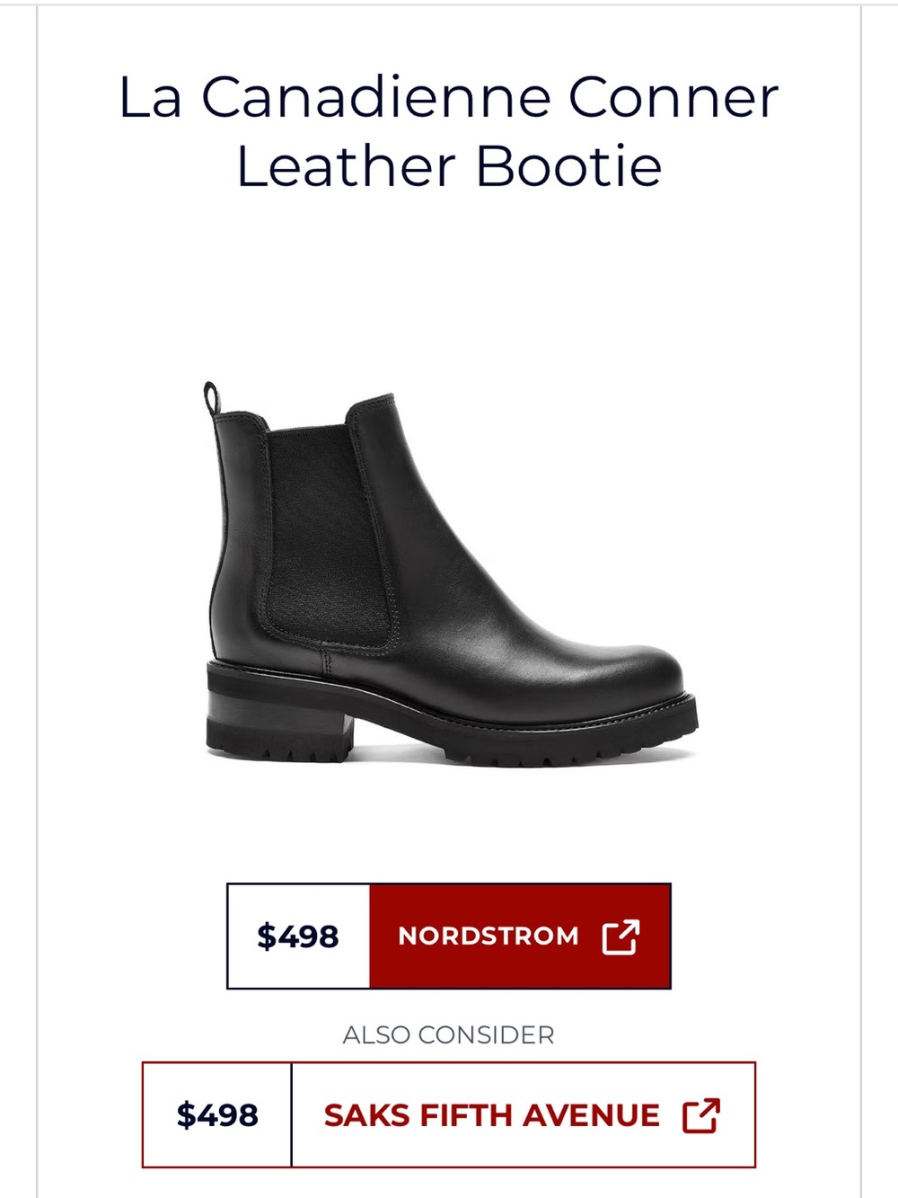 La Canadienne Conner Black Leather Bootie